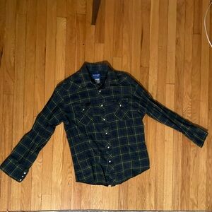 L Blue/Green Wrangler Western Shirt